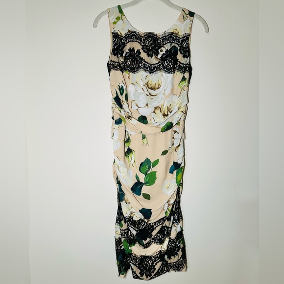 DOLCE & GABBANA Ruched silk Blush Rose black lace Dress 38 = USA 2 - Picture 3 of 16